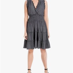 Max studio, women’s sleeveless stretch, short smocked dress